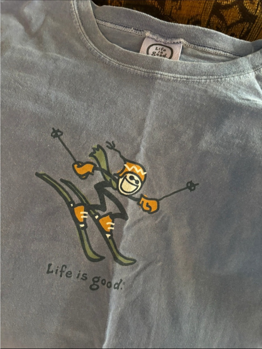 Life is Good Kids' Gray Ski Graphic Tee - Orange & Green Accents